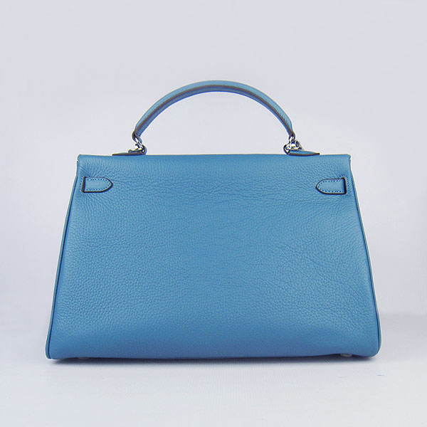 High Quality Hermes Kelly 35CM Togo Leather Bag Middle Blue 6308